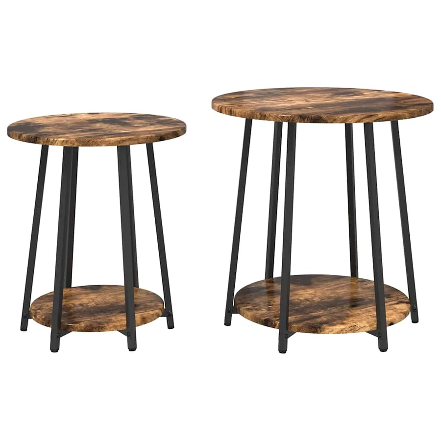 Ensemble de tables d'appoint 2 pcs Chêne fumé et noir - 2