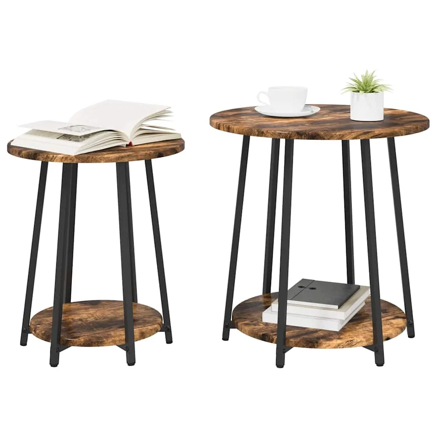Ensemble de tables d'appoint 2 pcs Chêne fumé et noir - 3