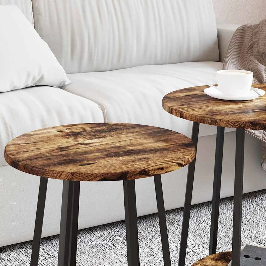 Ensemble de tables d'appoint 2 pcs Chêne fumé et noir - 4