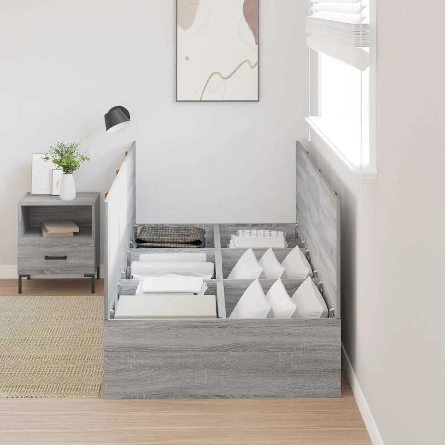 Cadre de lit avec rangement Gris Sonoma 100 x 200 cm - 3