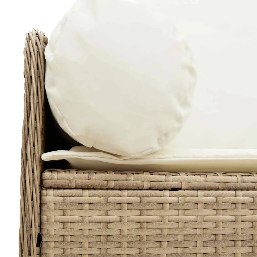 Canapé de jardin avec coussins 3 places beige résine tressée - 7