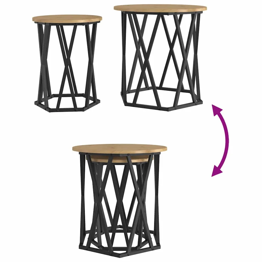 Table basse 2 pcs Chêne artisanal 50 x 50 x 50 cm - 8