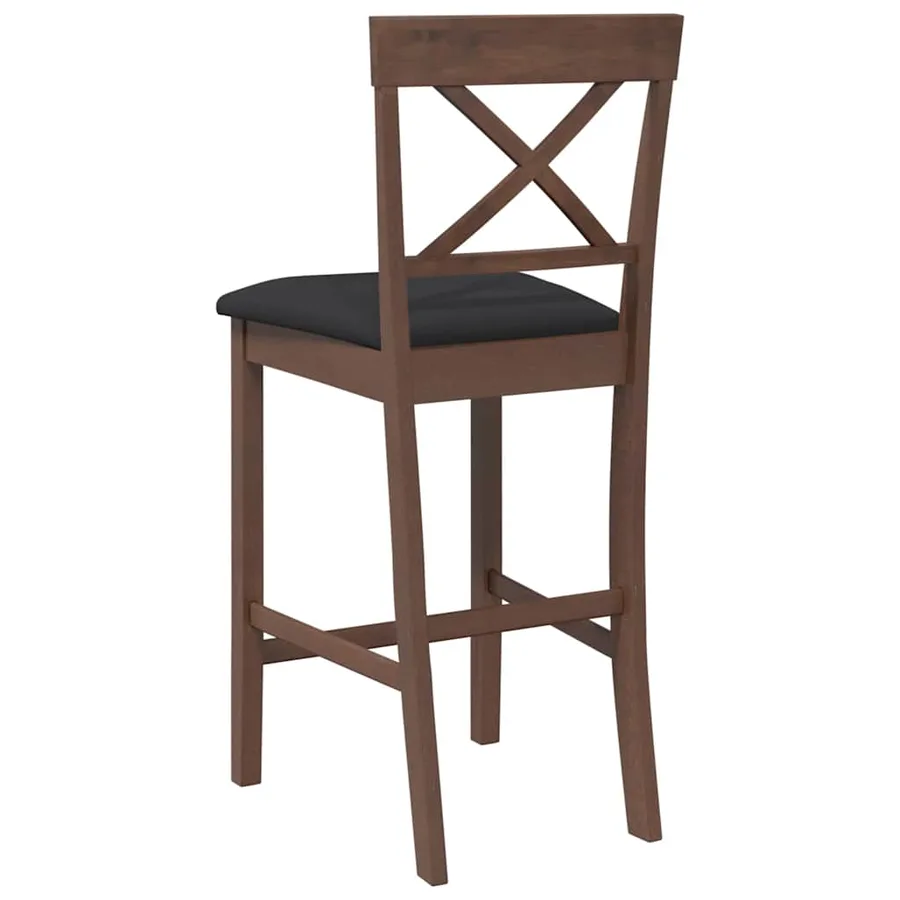 Tabourets de bar avec coussins (lot de 2) en bois massif marron et caoutchouc - 7