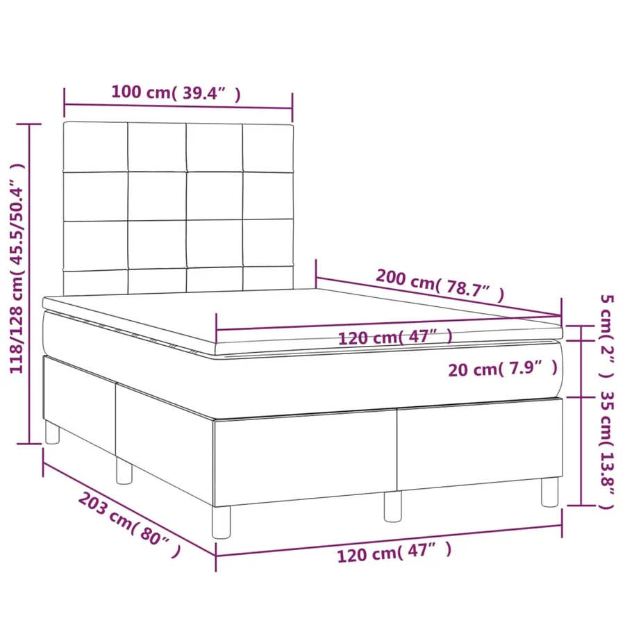 Sommier à lattes de lit et matelas Gris clair 120x200cm Velours - 6