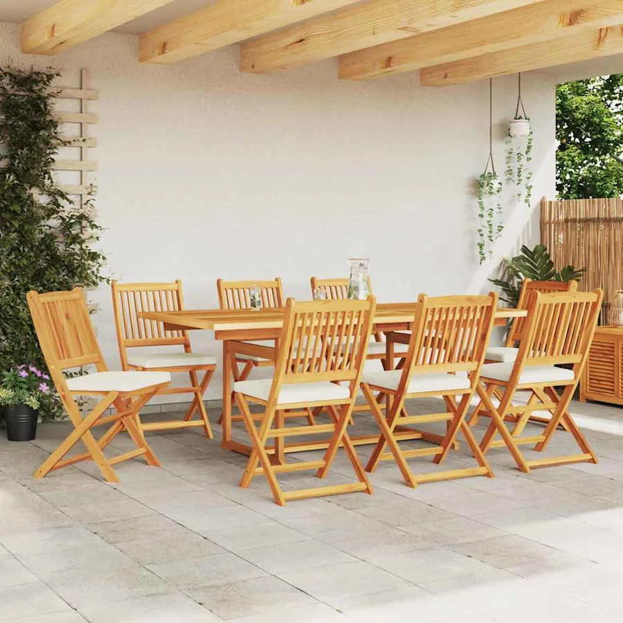 Chaise pliante avec coussin 8 pcs Blanc 49 x 57.5 x 92cm - 3