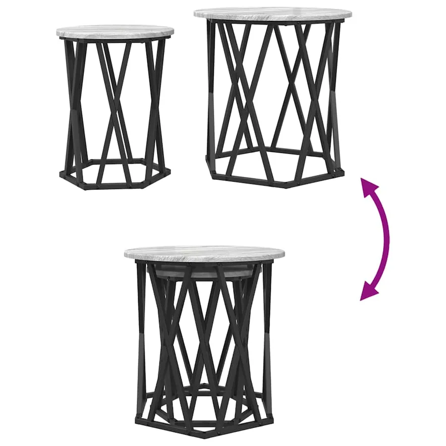 Table basse 2 pcs Gris Sonoma Bois d'ingénierie et acier - 10
