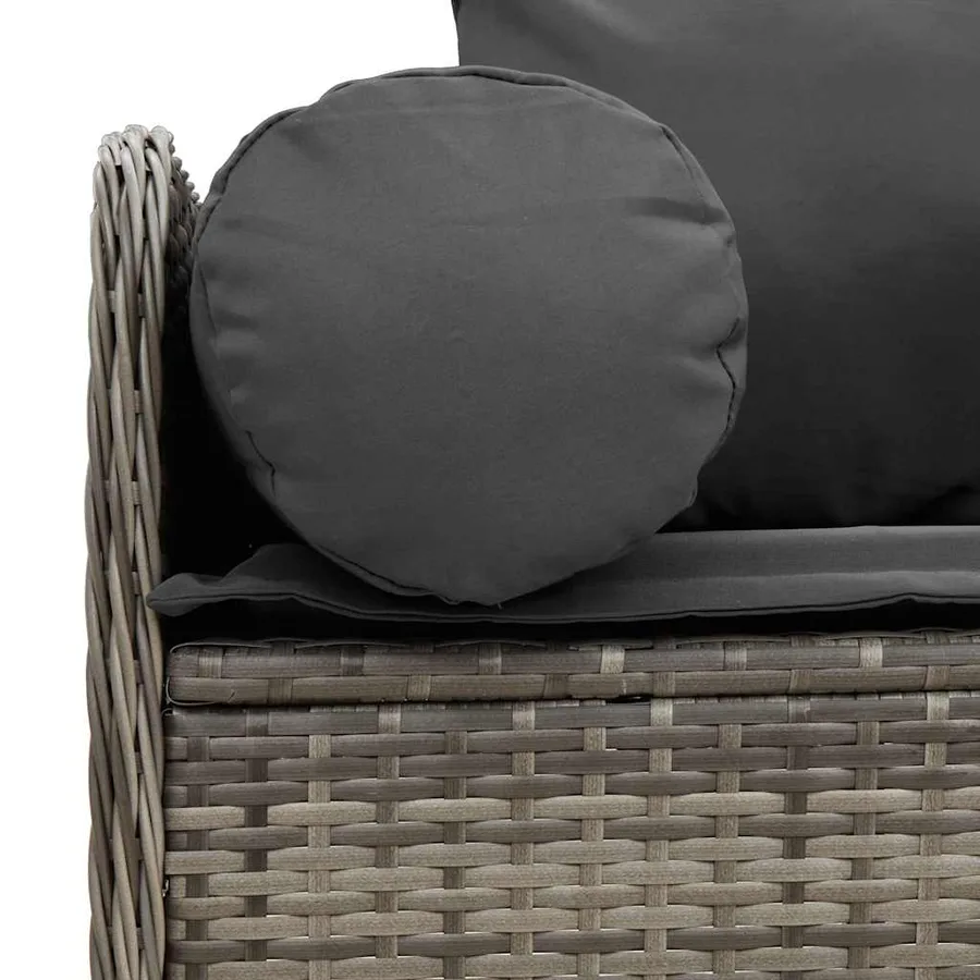 Canapé de jardin avec coussins 3 places gris résine tressée - 7