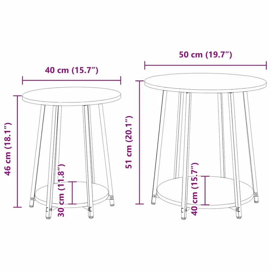 Ensemble de tables d'appoint 2 pcs Bois ancien et noir - 11