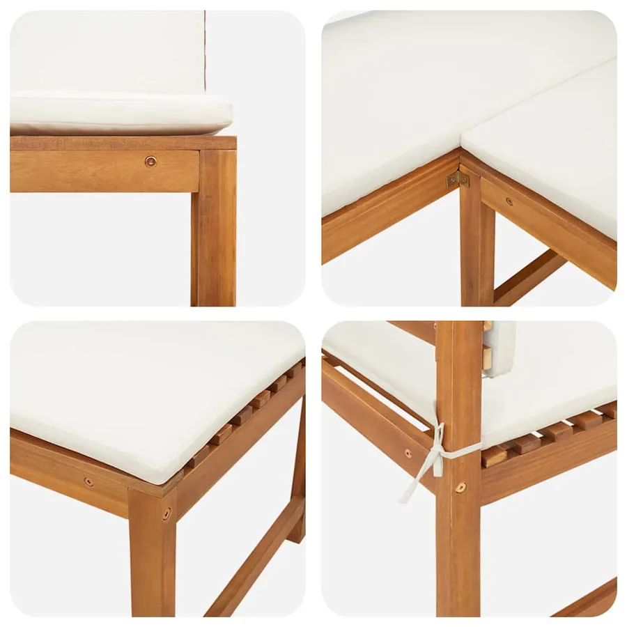 Chaise de jardin Marron 140 x 100 x 91cm Bois d'acacia massif - 7