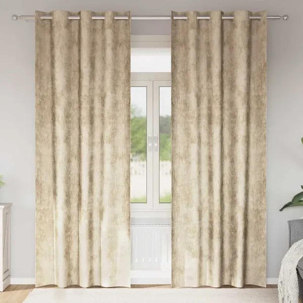 Rideaux en velours 2 pcs Crème 260 x 140 cm Velours