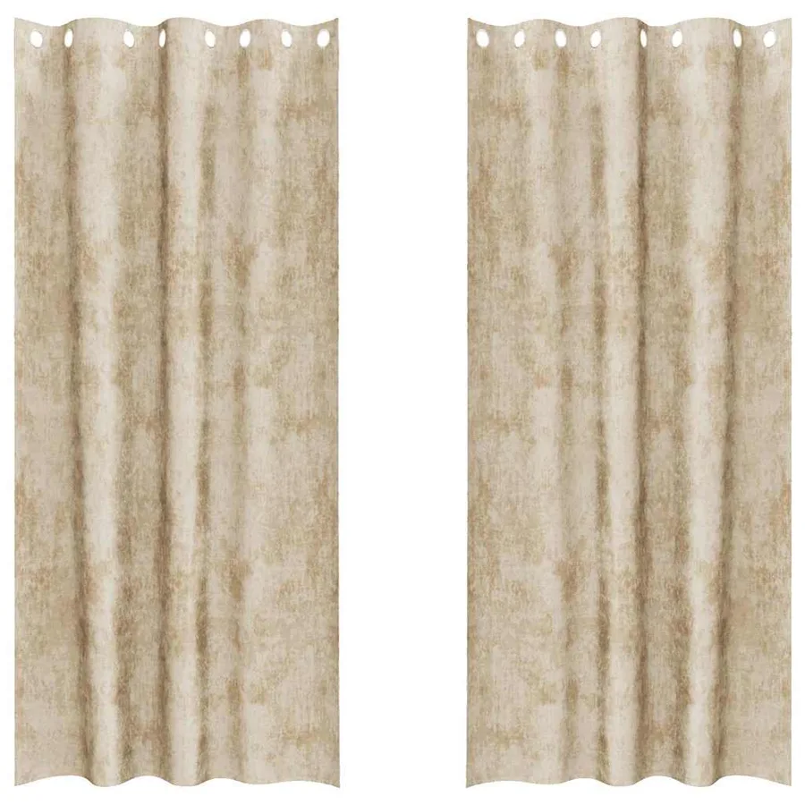 Rideaux en velours 2 pcs Crème 260 x 140 cm Velours - 2