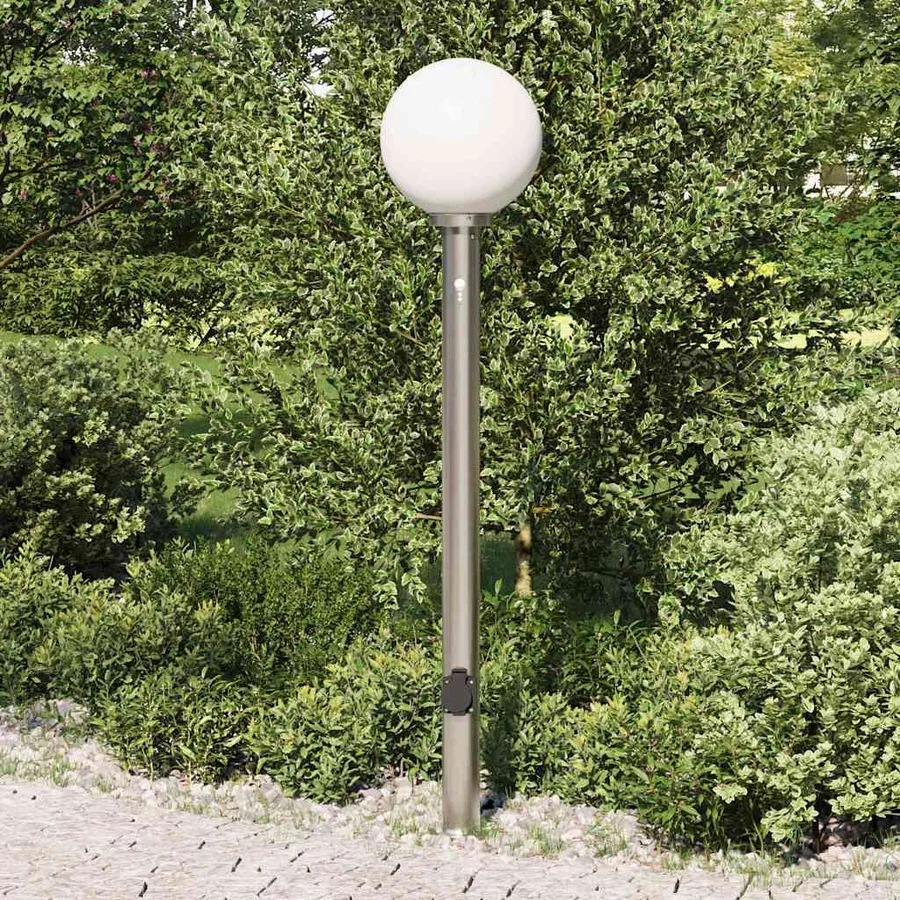 Borne lumineuse avec détecteur et prise 120 cm acier inoxydable IP44 - 3