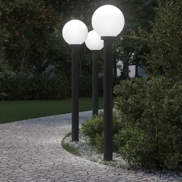 Borne lumineuse lot de 3 120 cm noire IP44