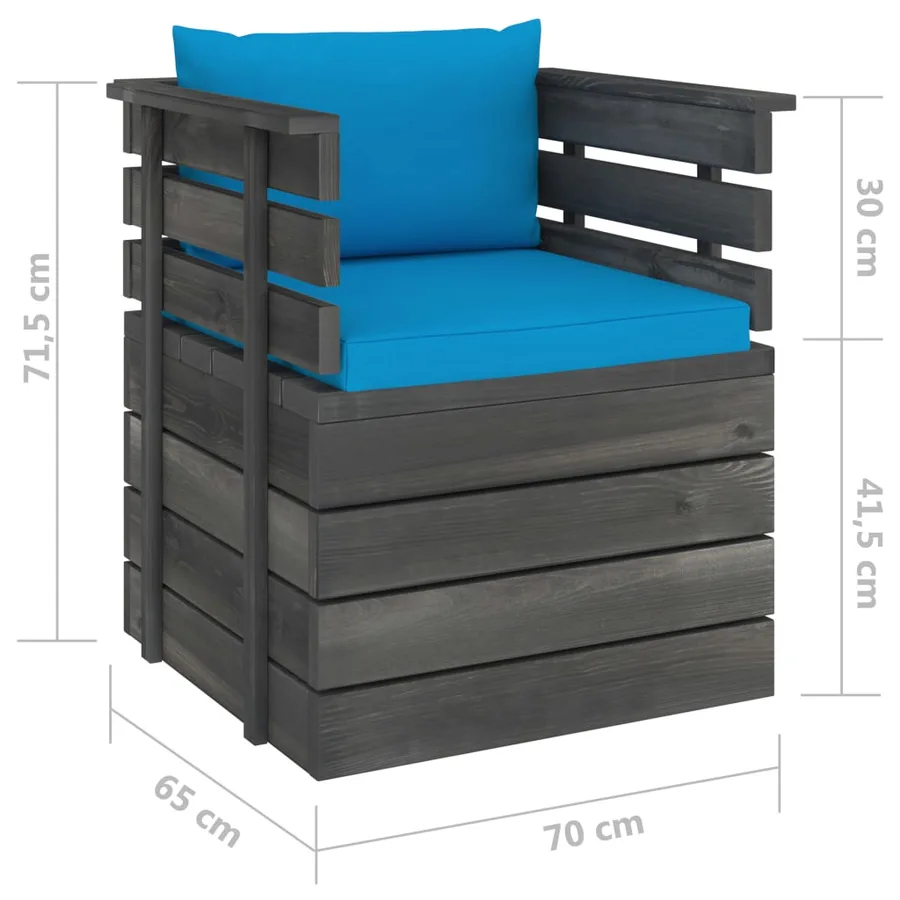 Fauteuil de jardin avec coussins Bois de pin - 7
