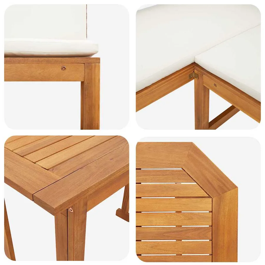 Ensemble de banc de jardin 4 pcs Marron Bois d'Acacia Massif - 10