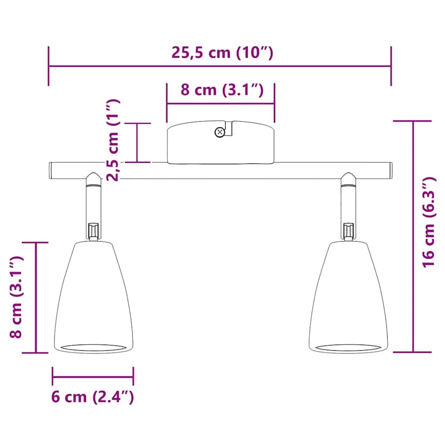 Spot de plafond Blanc 25.5 x 8 x 16 cm Métal - 14