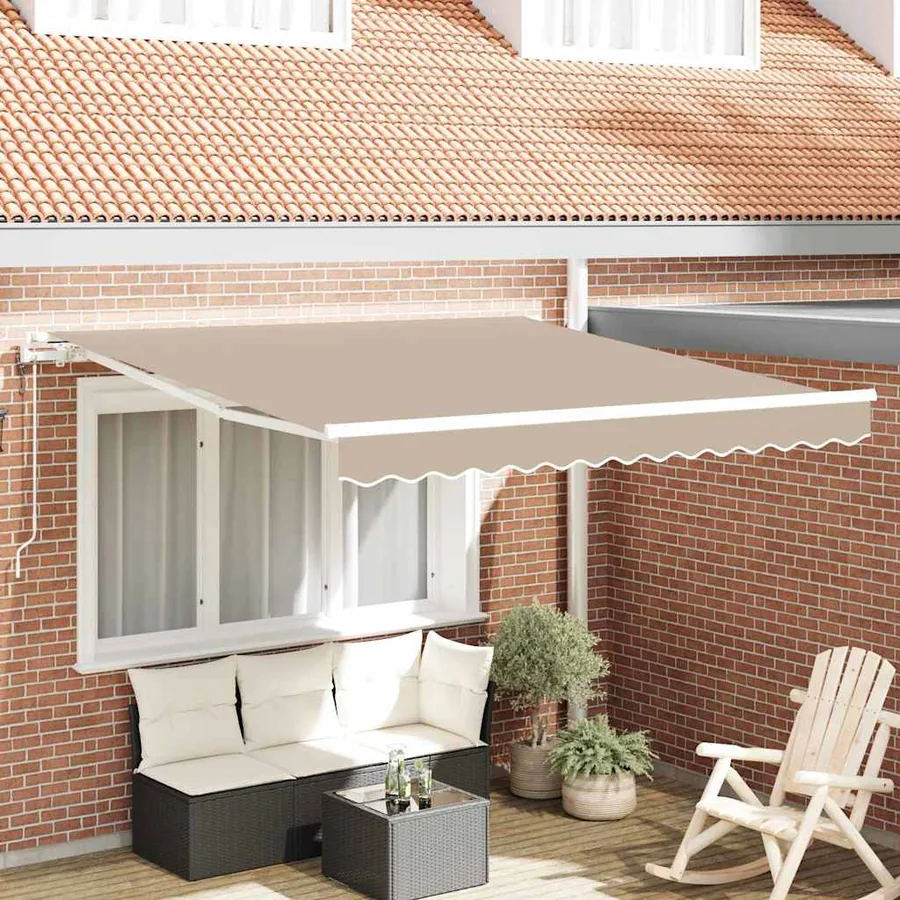 Auvent rétractable Beige 300 x 250 cm Tissu et Aluminium