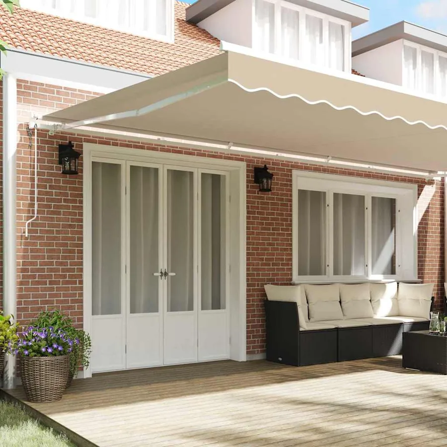 Auvent rétractable Beige 600 × 350 cm Tissu et Aluminium - 3