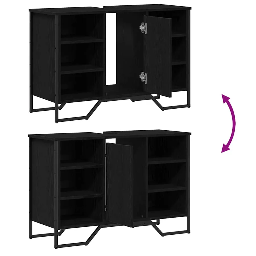 Meuble de Lavabo de Salle de Bain Chêne noir 91 x 35 x 60 cm - 10