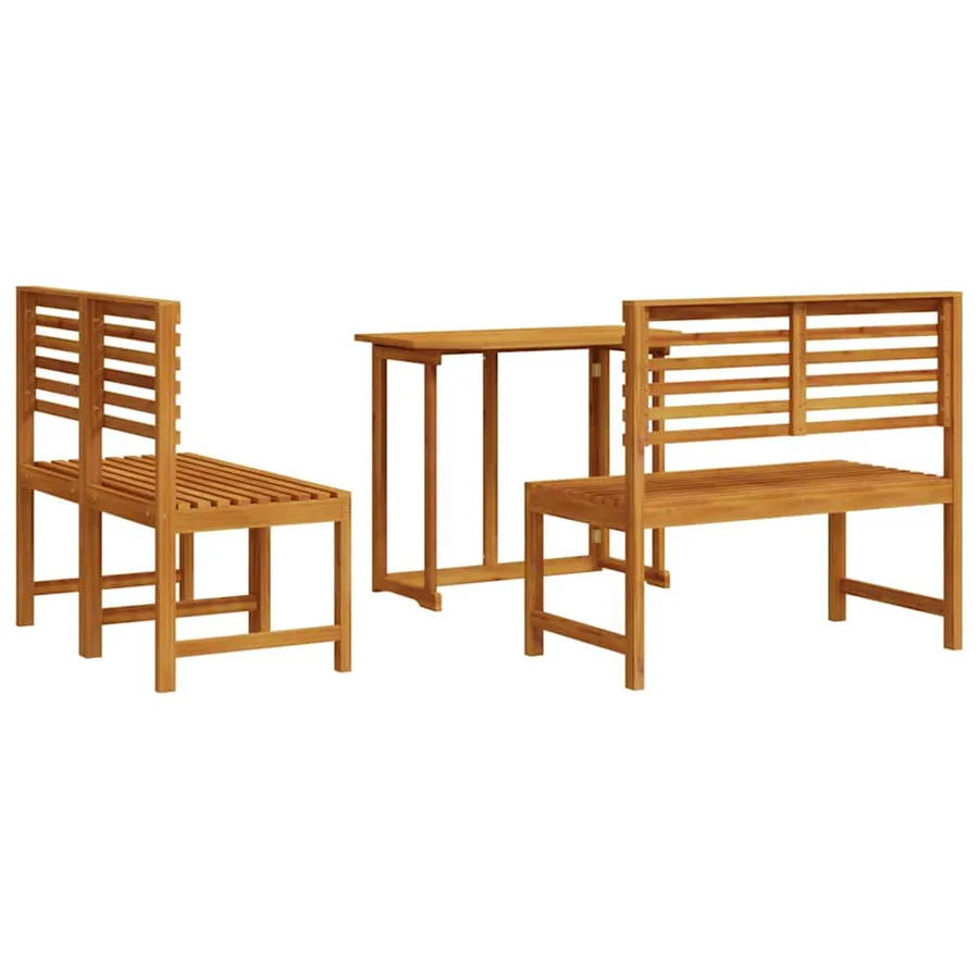 Ensemble bistro de jardin 3 pcs Marron Bois d'Acacia Massif - 8