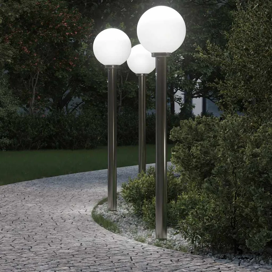 Bornes lumineuses avec détecteur lot de 3 120 cm acier inoxydable IP44