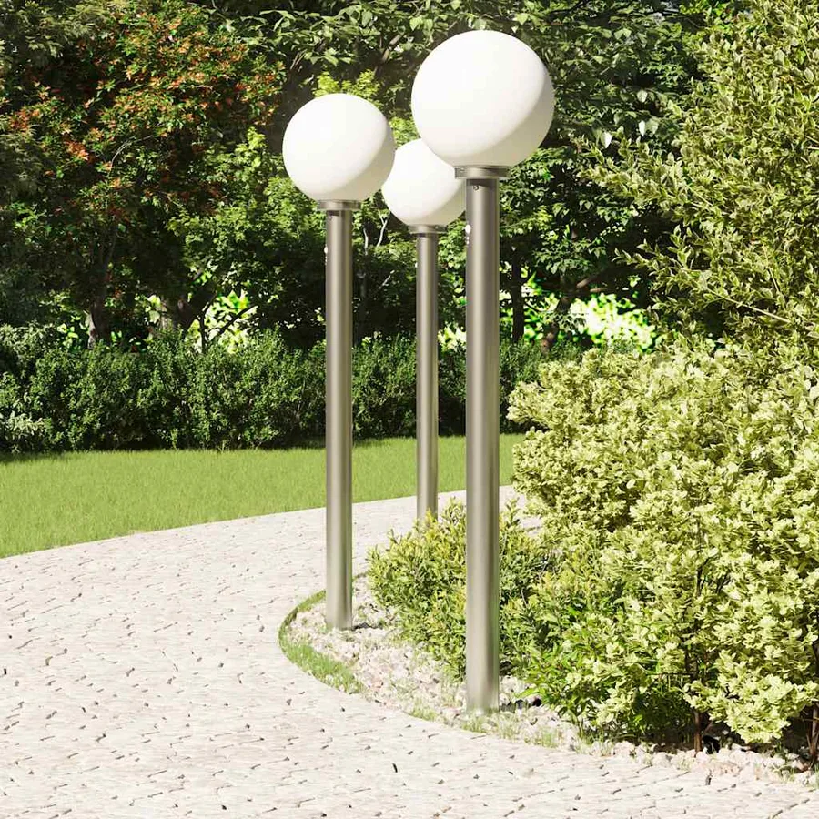Bornes lumineuses avec détecteur lot de 3 120 cm acier inoxydable IP44 - 3