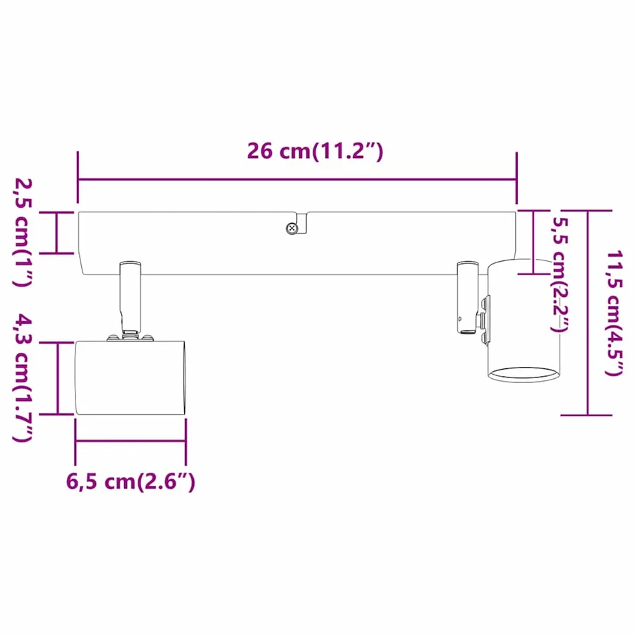 Spot de plafond Nickel 26 x 6,5 x 11,5 cm Métal - 14