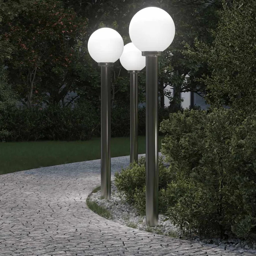Bornes lumineuses lot de 3 120 cm acier inoxydable IP44