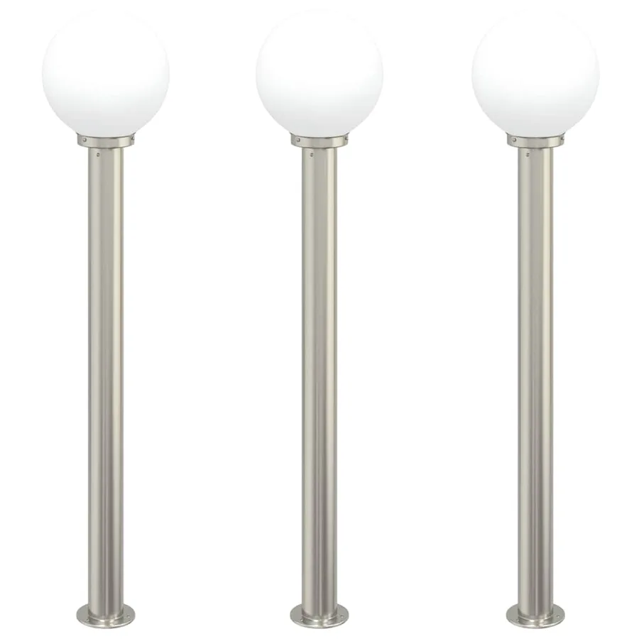 Bornes lumineuses lot de 3 120 cm acier inoxydable IP44 - 2