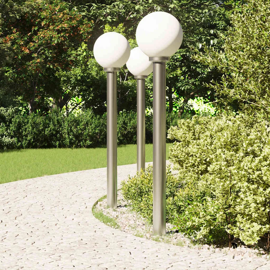 Bornes lumineuses lot de 3 120 cm acier inoxydable IP44 - 3