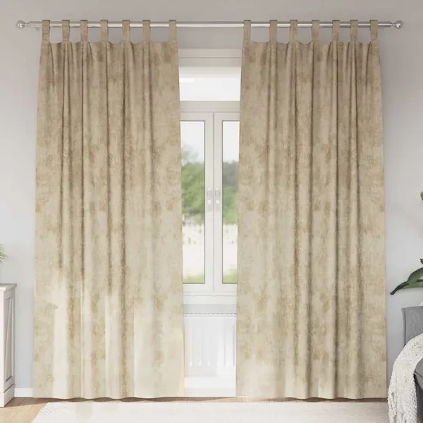 Rideaux en velours 2 pcs Crème 245 x 140 cm Velours