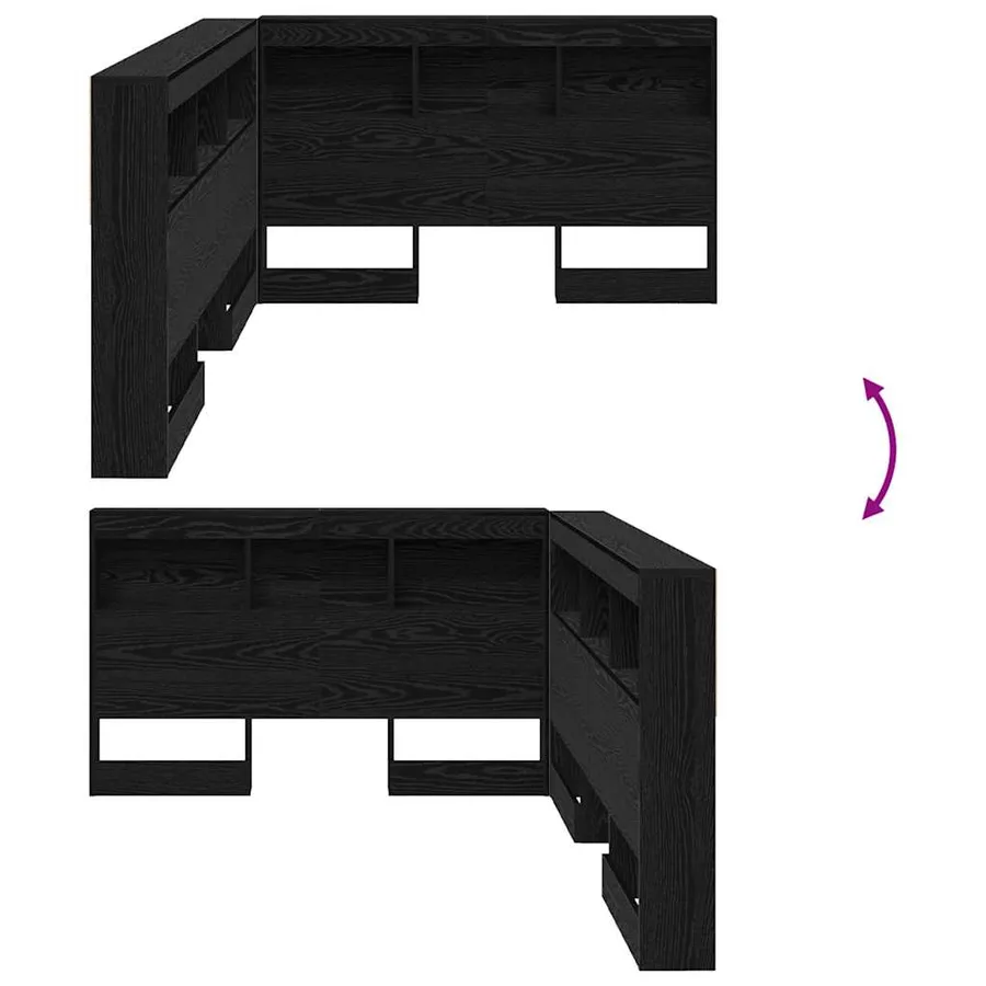 Tête de lit de rangement Chêne noir 207,5 x 137,5 x 76,5 cm - 10