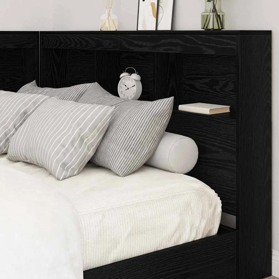 Tête de lit de rangement Chêne noir 207,5 x 137,5 x 76,5 cm - 4