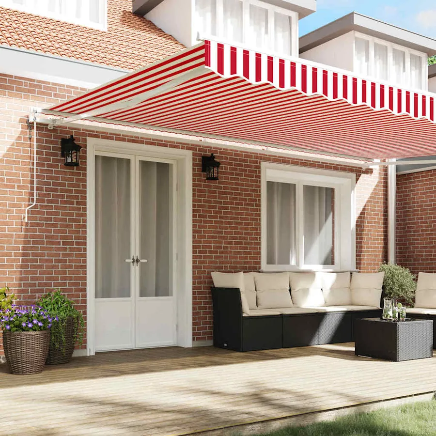 Auvent rétractable Rouge et Blanc 500 × 300 cm - 3