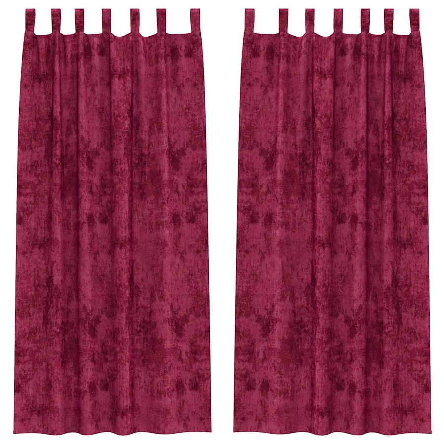 Rideaux en velours 2 pcs Rouge bordeaux 260 x 140 cm Velours - 2