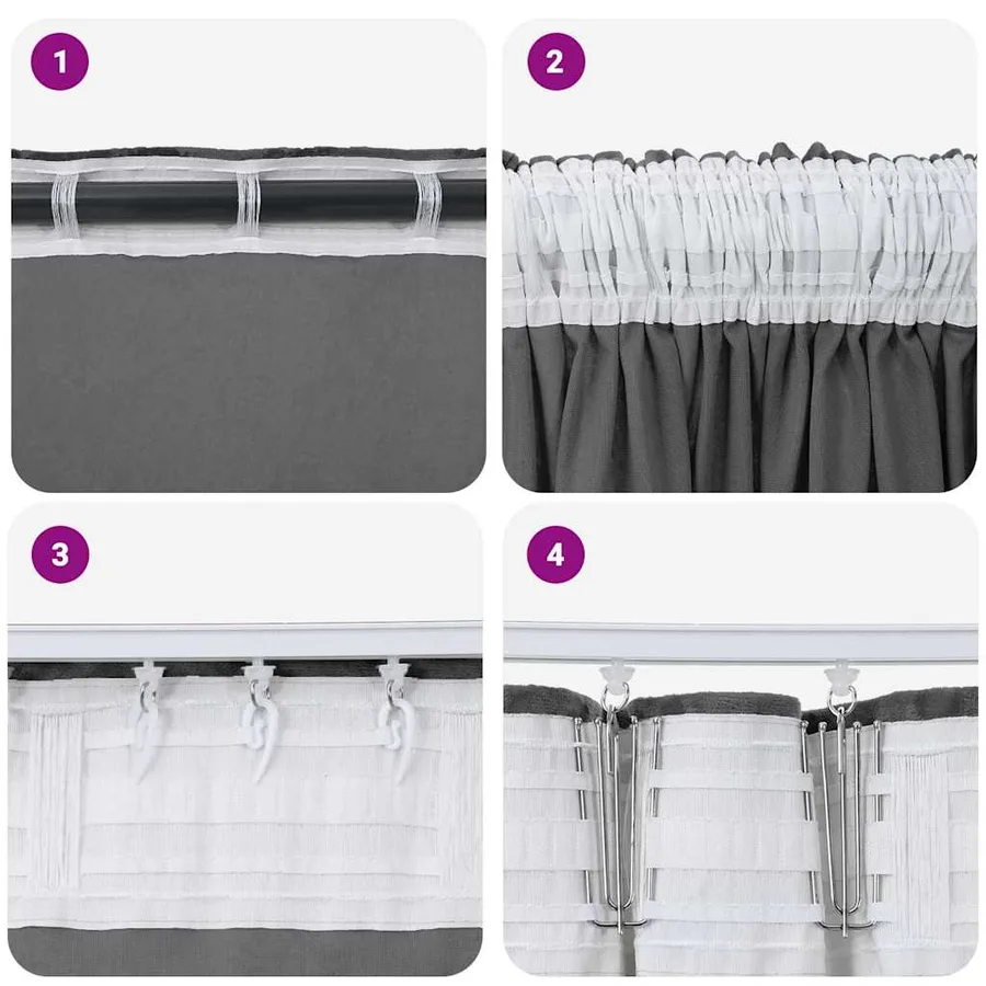 Rideaux en velours 2 pcs Gris 225 x 140 cm Velours - 7