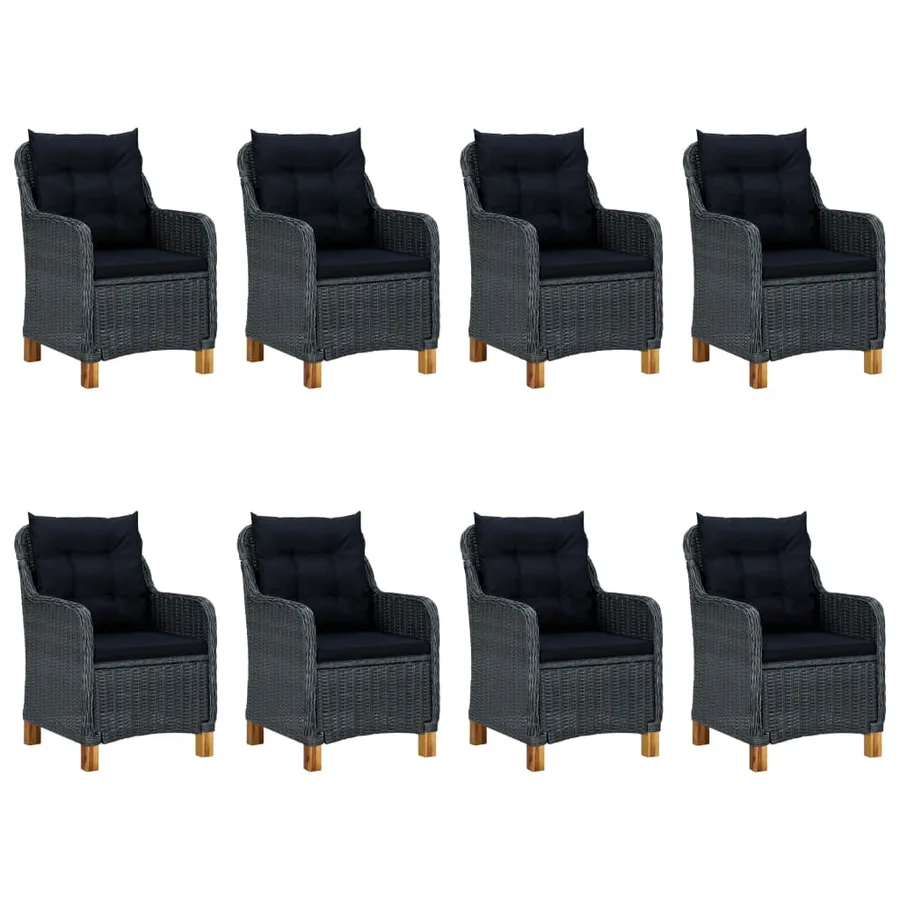 Ensemble à manger d'extérieur 9 pcs et coussins résine tressée - 2