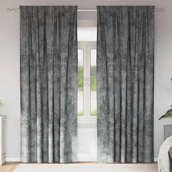 Rideaux en velours 2 pcs Gris 260 x 140 cm Velours