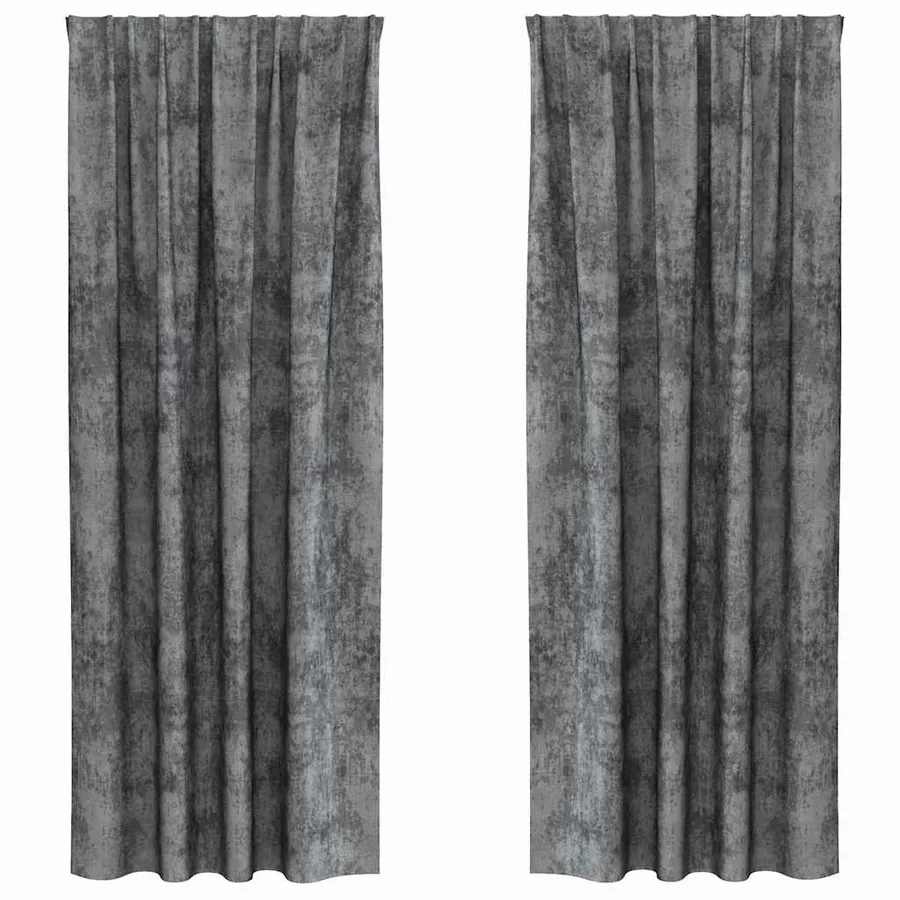 Rideaux en velours 2 pcs Gris 260 x 140 cm Velours - 2