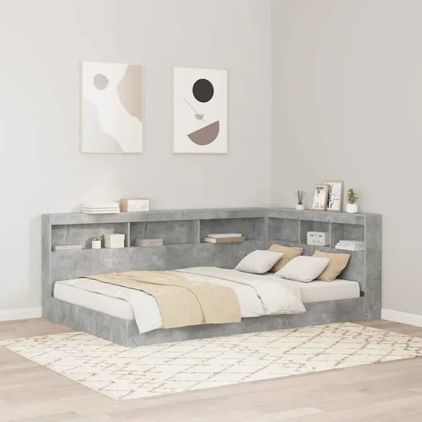 Tête de lit de rangement Gris béton 207,5 x 137,5 x 76,5 cm