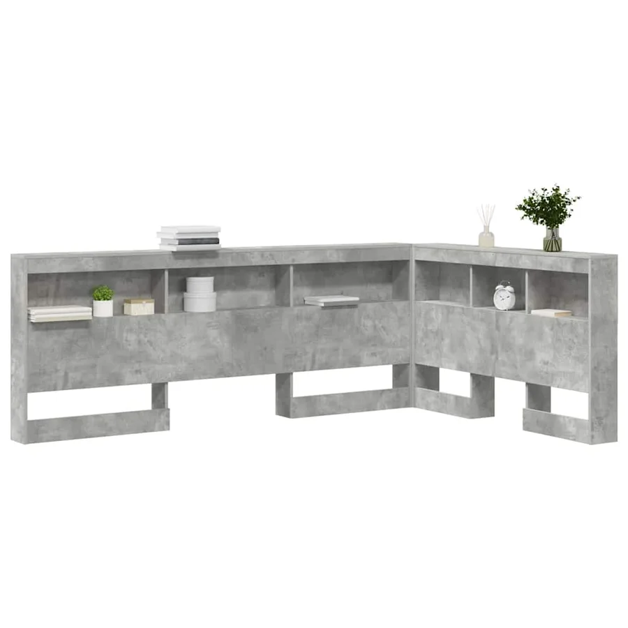 Tête de lit de rangement Gris béton 207,5 x 137,5 x 76,5 cm - 3