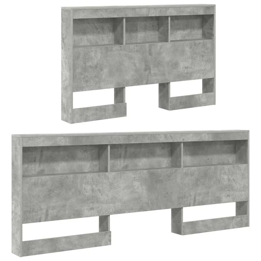 Tête de lit de rangement Gris béton 207,5 x 137,5 x 76,5 cm - 5