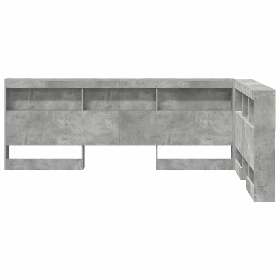 Tête de lit de rangement Gris béton 207,5 x 137,5 x 76,5 cm - 6