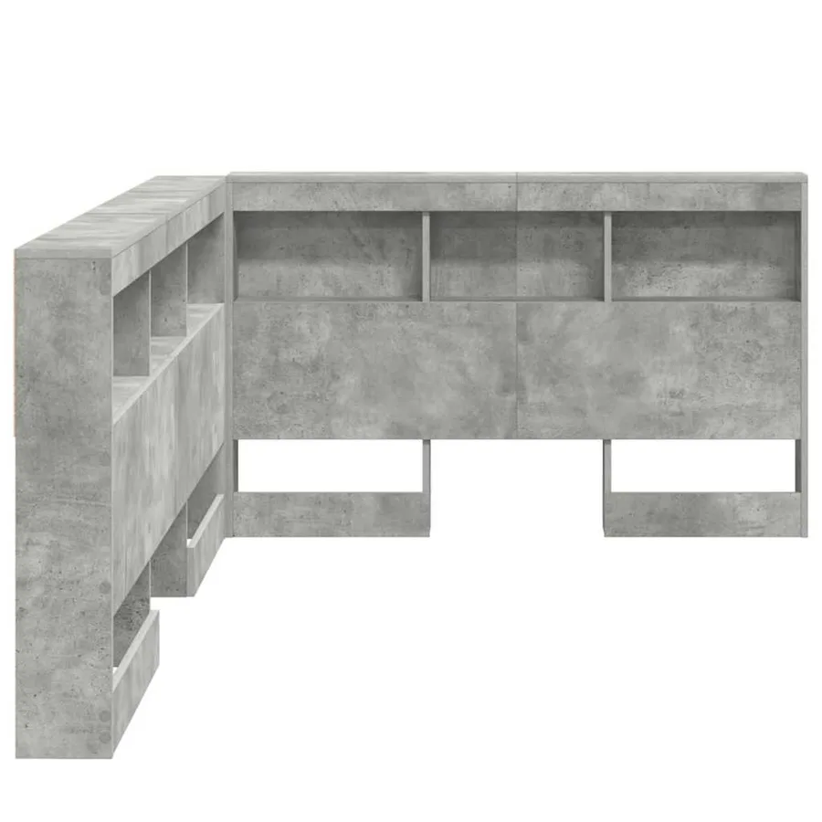 Tête de lit de rangement Gris béton 207,5 x 137,5 x 76,5 cm - 7