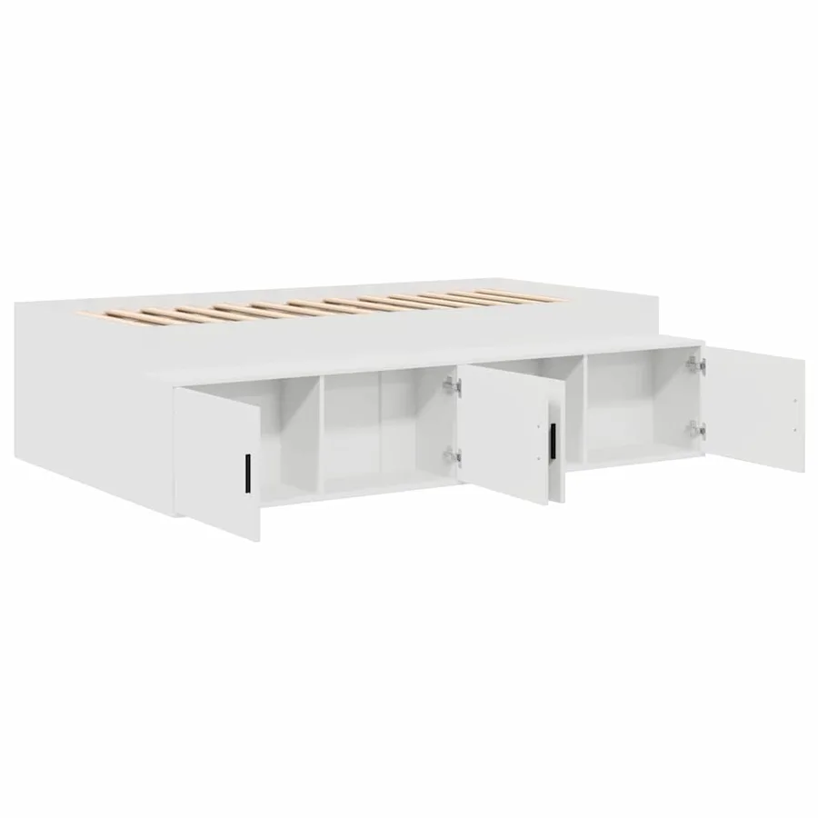 Cadre de lit avec tiroir Blanc 70 x 190 cm Bois d'ingénierie - 4