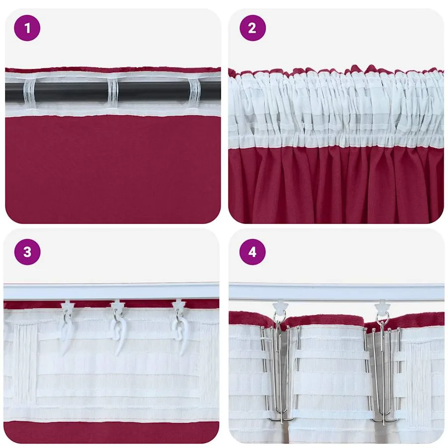 Rideaux en velours 2 pcs Rouge bordeaux 140 x 140 cm Velours - 7