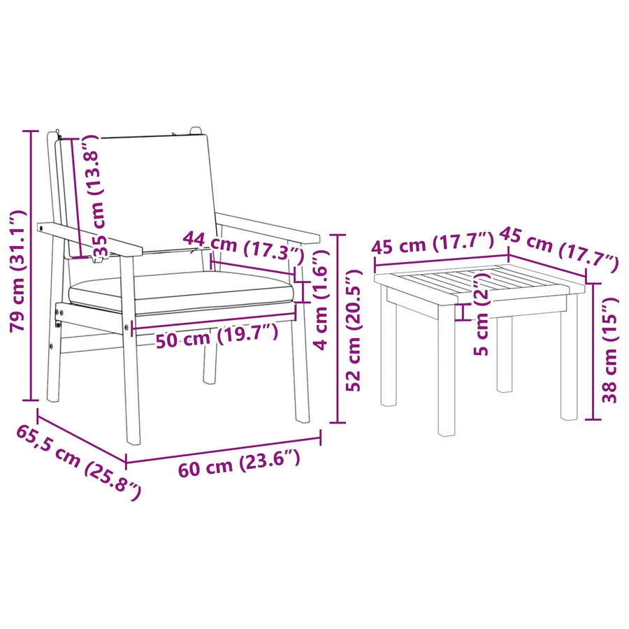 Ensemble de canapé de jardin 6 pcs Marron Bois d'Acacia Massif - 8