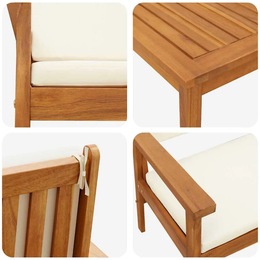 Ensemble de canapé de jardin 6 pcs Marron Bois d'Acacia Massif - 9