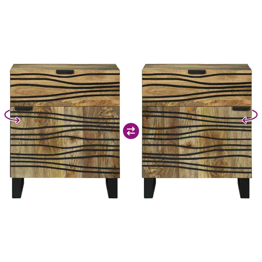 Table de chevet Naturel 50 x 33 x 60 cm Bois d'ingénierie - 10