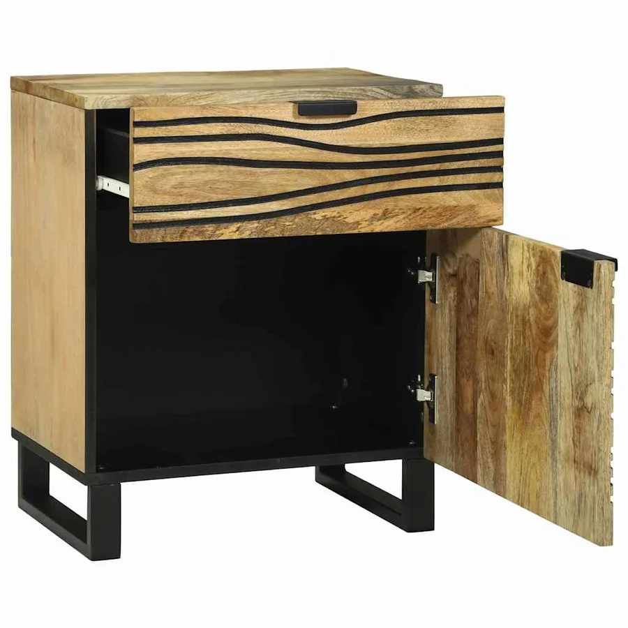Table de chevet Naturel 50 x 33 x 60 cm Bois d'ingénierie - 2